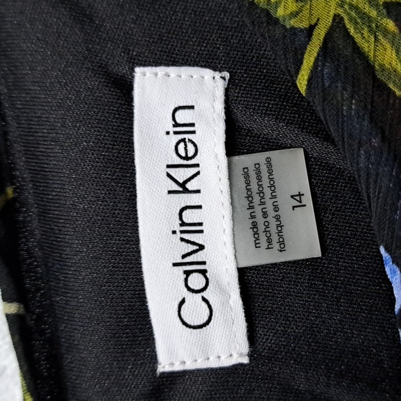 Calvin Klein Floral Print Long Blouson Sleeve Round Keyhole Neck Crinkle… - Picture 5 of 7